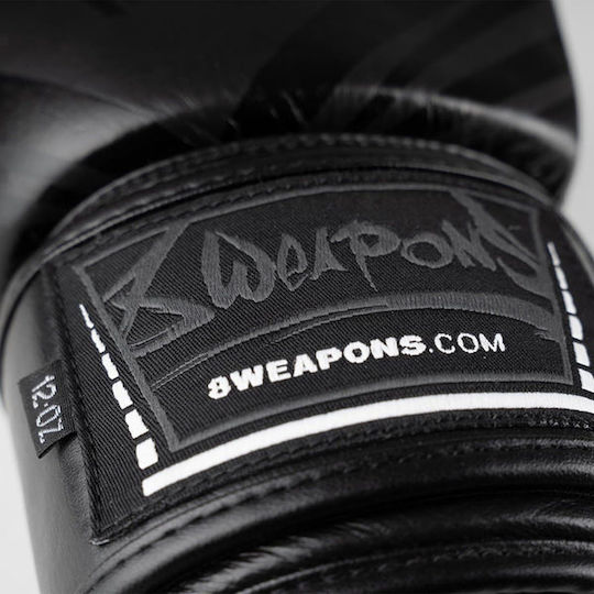 8 Weapons Γάντια Πυγμαχίας Δερμάτινα για Αγώνα Μαύρα