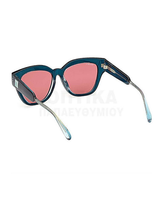 Max & Co Women's Sunglasses with Black Horn-Rimmed Frame and Green Lens MO0106 98J