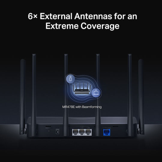 Mercusys MR47BE v2 Drahtloser Wi‑Fi 7 Router mit 4 2,5-Gigabit Ethernet LAN-Verbindungen