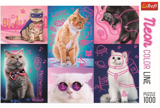 Puzzle Neon Color Super Cats 2D 1000 Piese