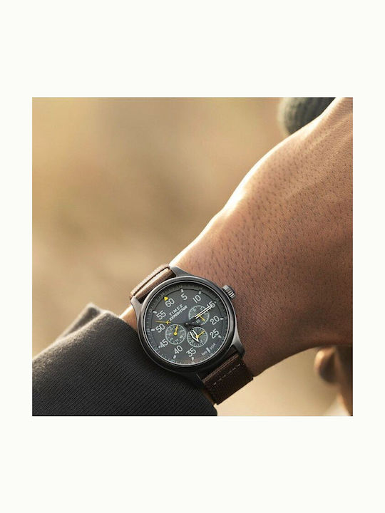 Timex Expedition Field Ανδρικό Ρολόι Μπαταρίας με Καφέ Δερμάτινο Λουράκι