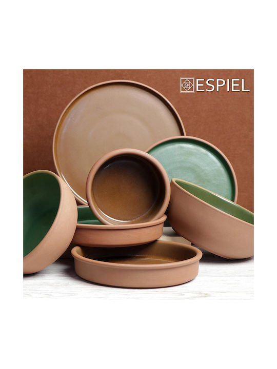 Espiel Servierschüssel Rund Keramik Grün mit Durchmesser 18cm