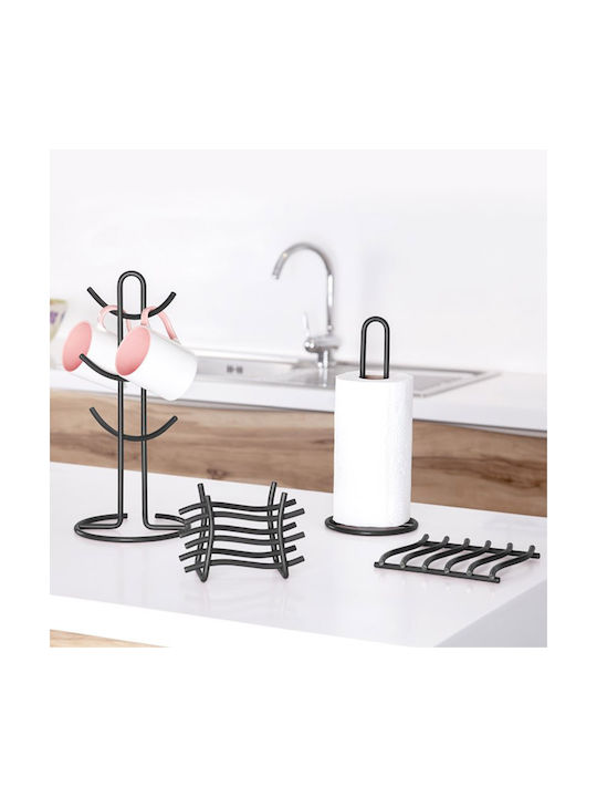 Tekno-Tel Suport pentru prosoape de hârtie Metalică Neagră 14x14x32cm MG302B