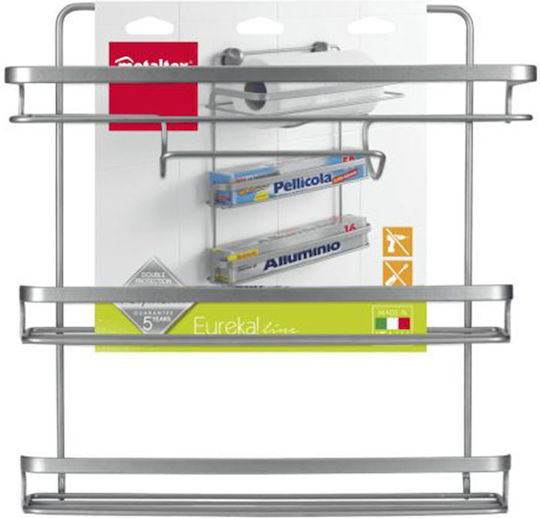 Metaltex Eureka II Βάση Οργάνωσης Ρολών Επιτοίχια Μεταλλική Ασημί 350424