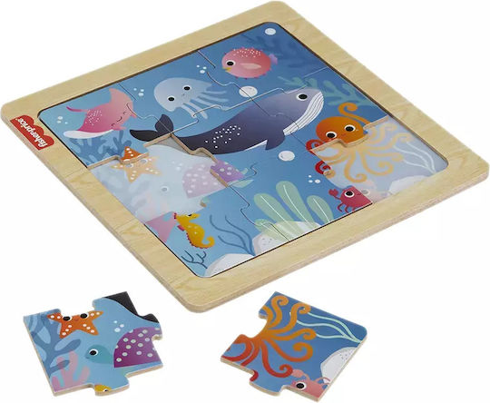 Wooden Kids Puzzle Sea Animals 9pcs Fisher Price