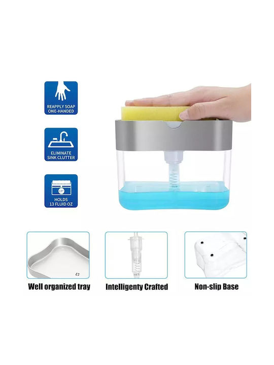 Caddy Επιτραπέζιο Dispenser για την Κουζίνα Πλαστικό με Θήκη για Σφουγγάρι Διάφανο