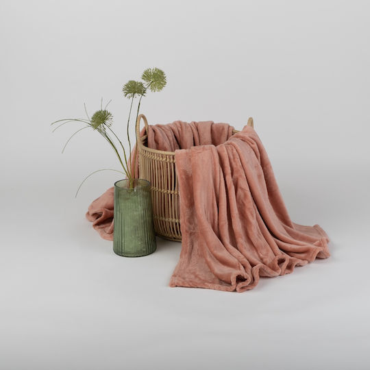 Dilios Pătură Silk Touch Fleece Canapea 130x170 cm Piersică