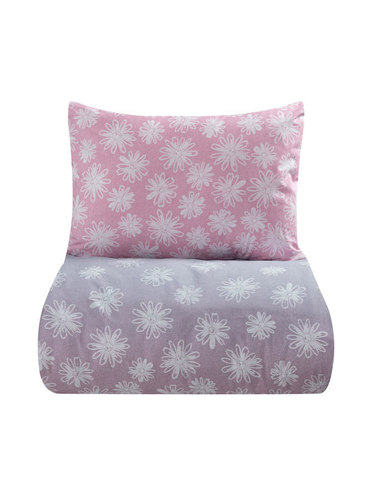 Beauty Home Sheet Set with 1 Pillowcase Super-Double 230x260cm. Praslin Art 12083 Pink, Grey 2pcs