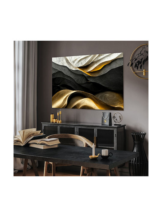 Canvas Painting Abstract Design Gold Black Knv2553 80cm X 120cm