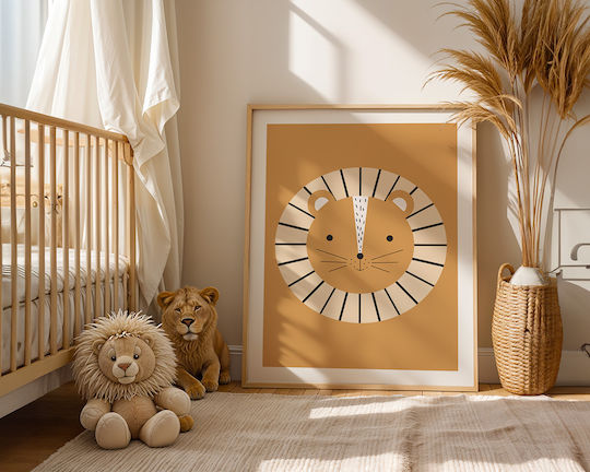 Kids Wall Art Framed Lion Cub 21x30cm