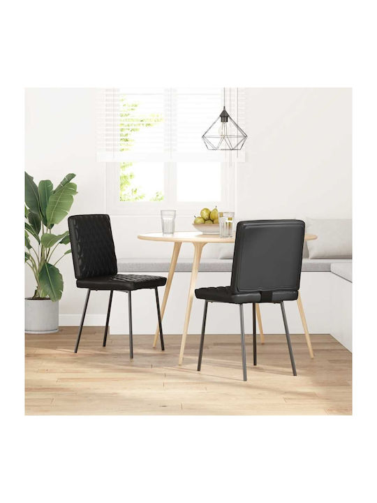 Dining Room Artificial Leather Chair Black Velvet-Black Metal 45x54x83cm 2pcs