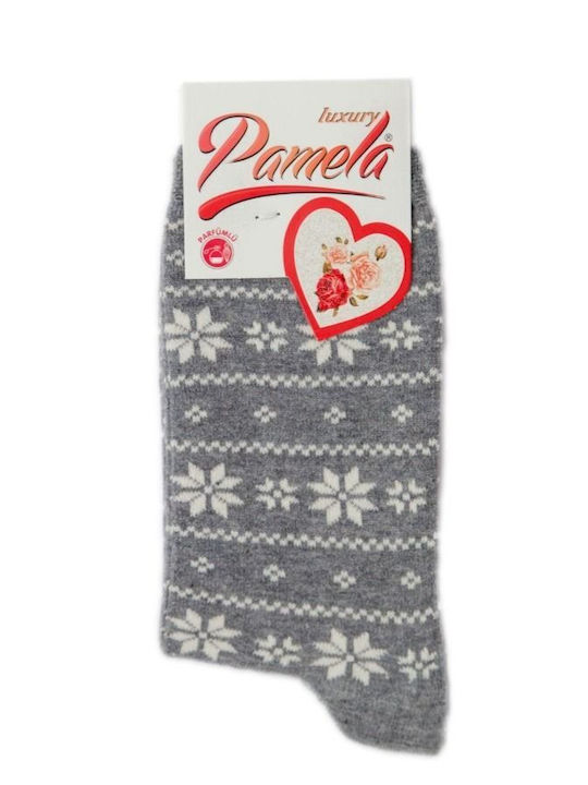 Șosete Casual pentru Femei Flower III Bumbac Pamela 18860 Gri Închis