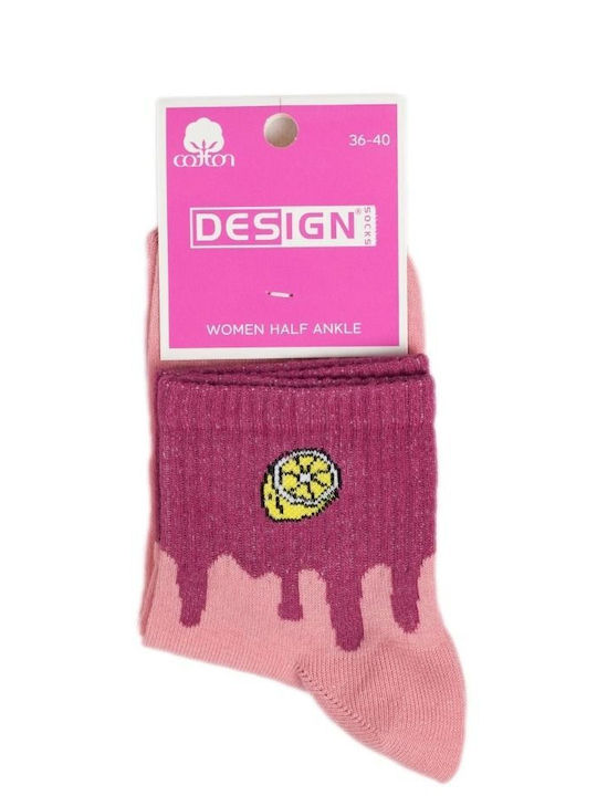 Șosete Femei Până la Jumătatea Gambei Fructe Bumbac 3 Perechi Design 36483 Multicolor
