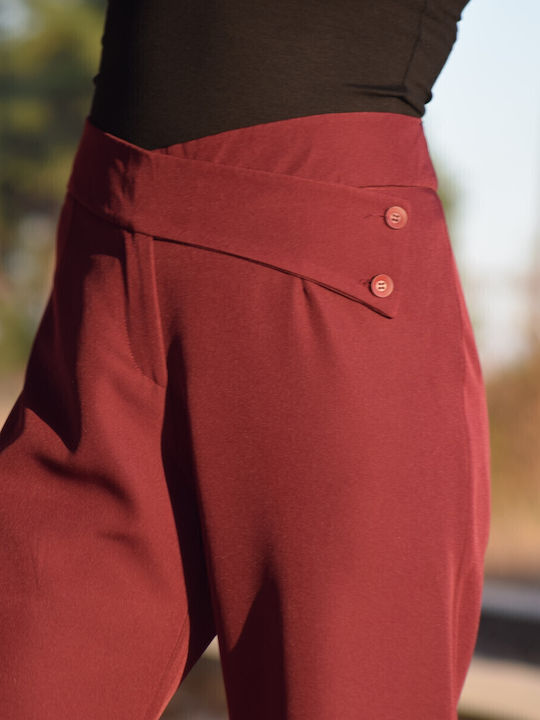 Women's High Waist Burgundy Pantaloons