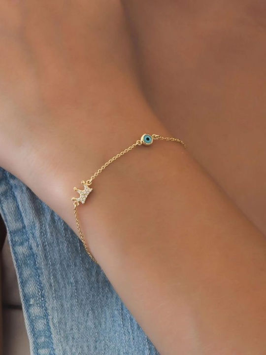 Bracelet Chain with design Eye made of Gold 14K with Zircon