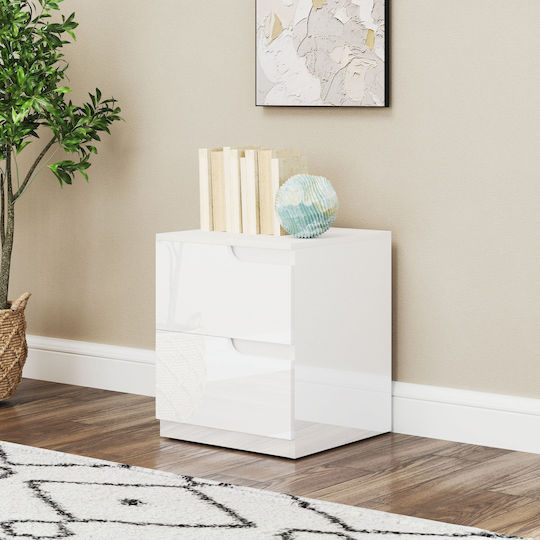 Wooden Bedside Table White 40x40x48cm