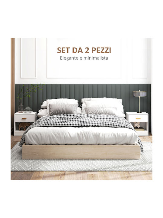 Bedside Tables Wooden White 2 Pieces 39x28x41cm