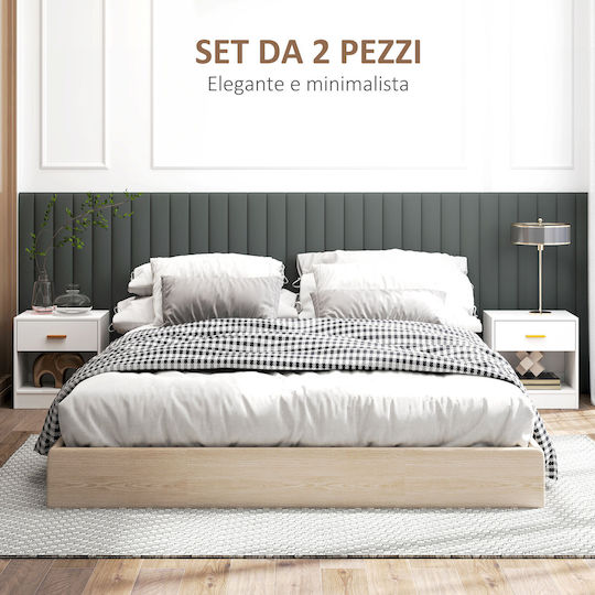 Bedside Tables Wooden White 2 Pieces 39x28x41cm