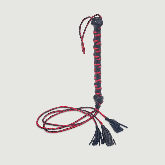 Devil Sticks Three Tail Tassel Flogger Polished Leather Whip in Red Color