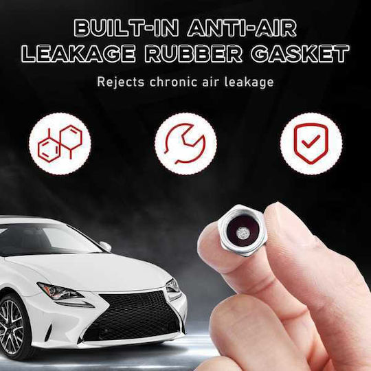 Set 8 Capace Hexagonale Supapă Auto Aliaj de Aluminiu Lungime 1.8 Cm Argintiu