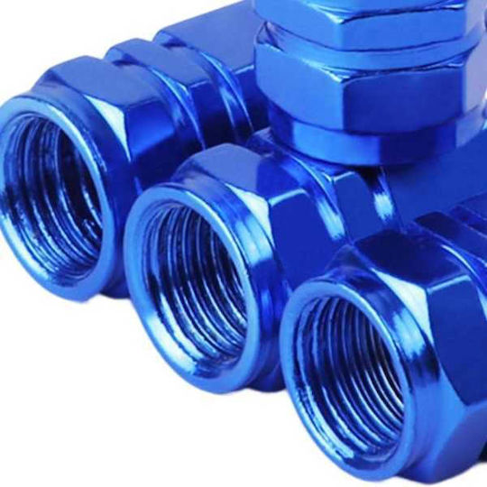 Set 8 Capace Hexagonale Supapă Mașină Aliaj de Aluminiu Lungime 1.8 Cm Albastru