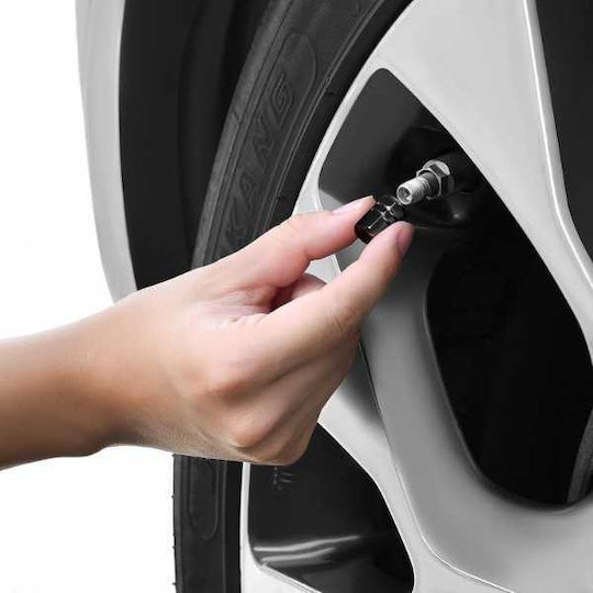 Set 8 Capace Hexagonale pentru Supape Auto din Aliaj de Aluminiu Lungime 1.8 cm Negru