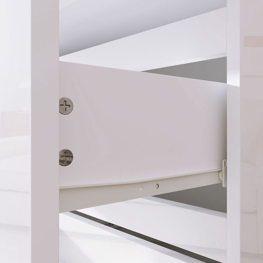Wooden Chest of Drawers with 5 Drawers White Glossy 55x33x100cm