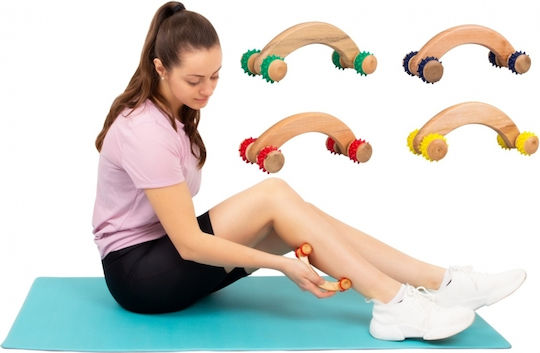 inSPORTline 16902 Wooden Roller Massage for the Waist, the Back, the Legs, the Body & the Hands Green 16902-1