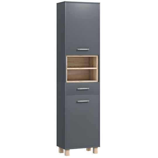 HomCom Floor Bathroom Column Cabinet L40xD24xH160cm Natural