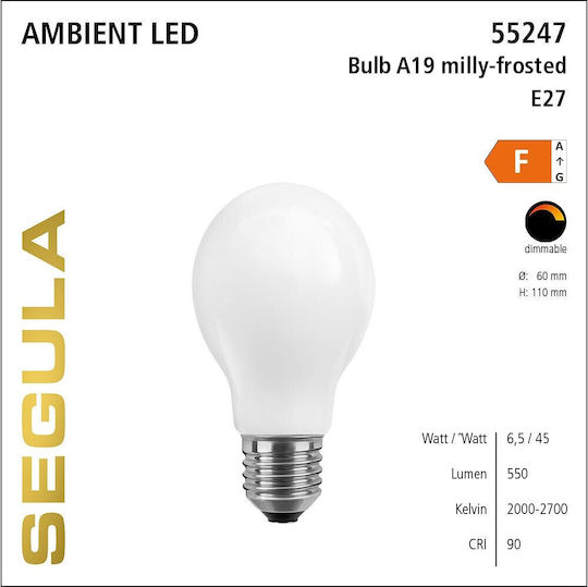 Segula LED-Lampe 6.5W für Fassung E27 Warmes Weiß 550lm Dimmbar