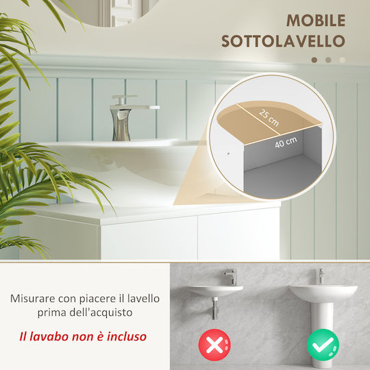HomCom Πάγκος χωρίς Νιπτήρα Μ60xΒ35xΥ60cm Λευκό