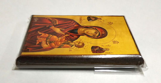 Virgin Mary Christ Hodegetria Supplicating Saints John the Baptist & John the Theologian "Icon Frame Category Paper Krn No 00 Dimension 6.5cm X 9.5cm" Icon Wood MDF S&k Byzantine Icons