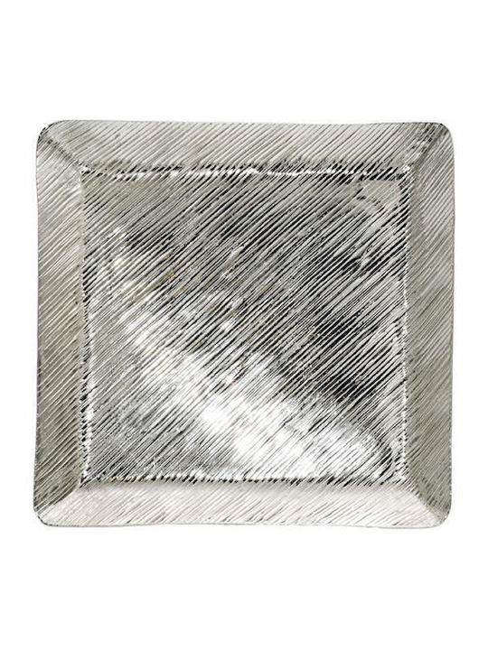 Fylliana Square Metallic Decorative Platter Fl7803 Silver 29x29x3cm