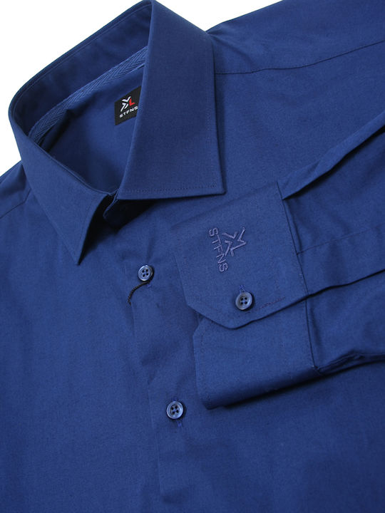 Long-sleeved Cotton Shirt Blue
