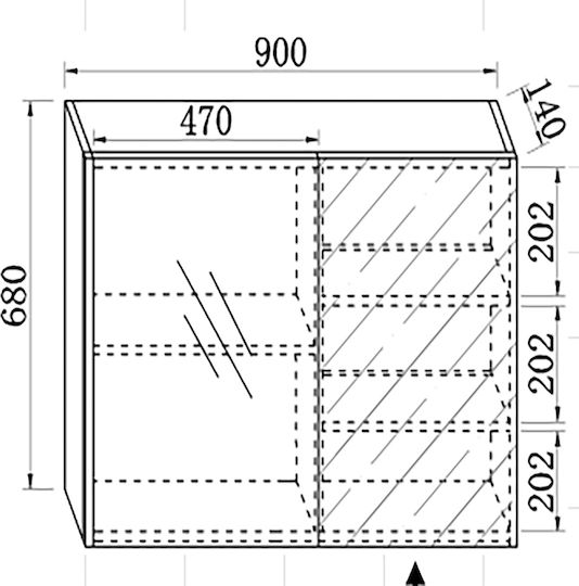 Martin 3MDIO100WH Καθρέπτης Led από Plywood με Ράφι & Ντουλάπι 90x70cm Λευκός