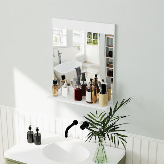 HomCom Badezimmerspiegel aus MDF mit Regal 50x12cm Weiß