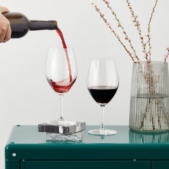 e-exoplismos Serene Set Gläser für Weiß- und Rotwein aus Kristall Mit Stiel 6Stück