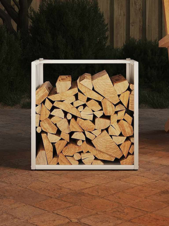vidaXL Lemn Raft Depozitare lemne 40x40x40cm Alb