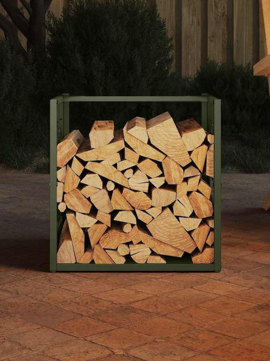 vidaXL Lemn de foc Lemn Raft Depozitare lemne 40x40x40cm Verde