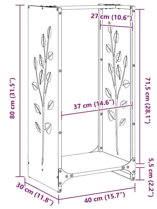 vidaXL Дърво Рафт Съхранение на Дърва 40x30x80см Бял