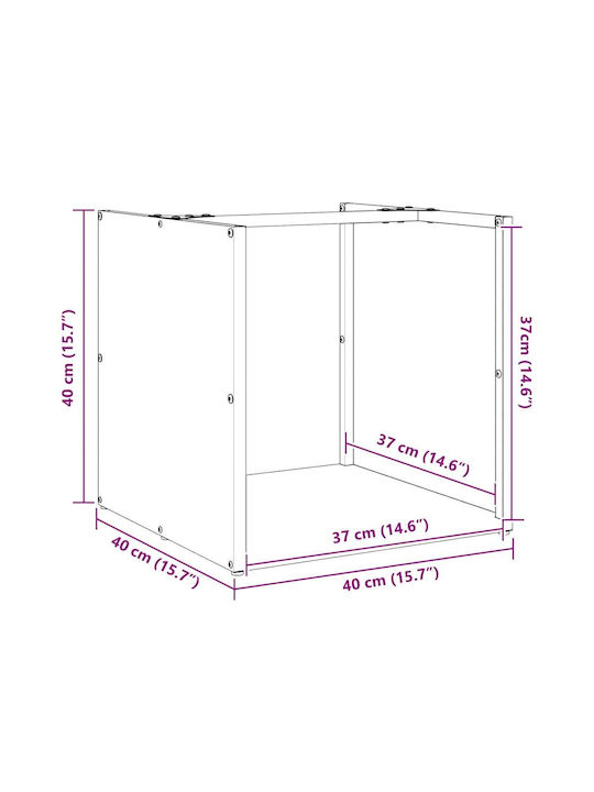 vidaXL Inox Shelf Wood Storage 40x40x40cm Silver