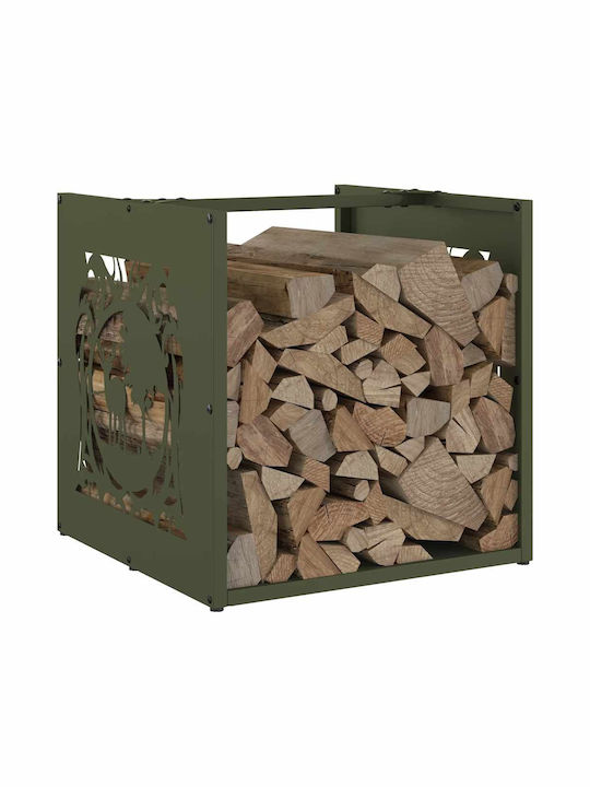 vidaXL Lemn de foc Lemn Raft Depozitare lemne 40x40x40cm Verde