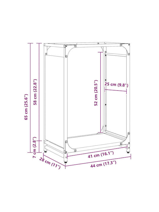 vidaXL Lemn Raft Depozitare lemne 44x28x65cm Negru