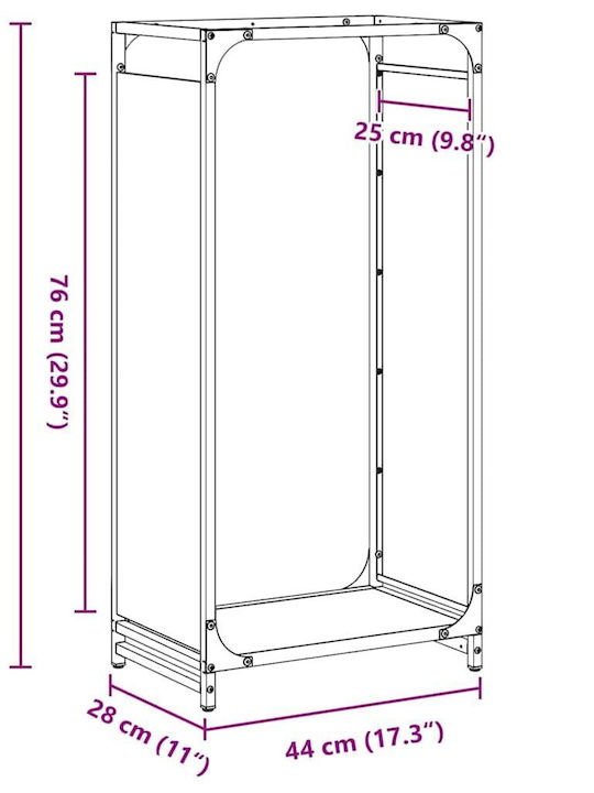 vidaXL Lemn Raft Depozitare lemne 44x28x90cm Negru