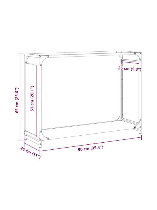 vidaXL Дърво Рафт Съхранение на Дърва 90x28x65см Сив