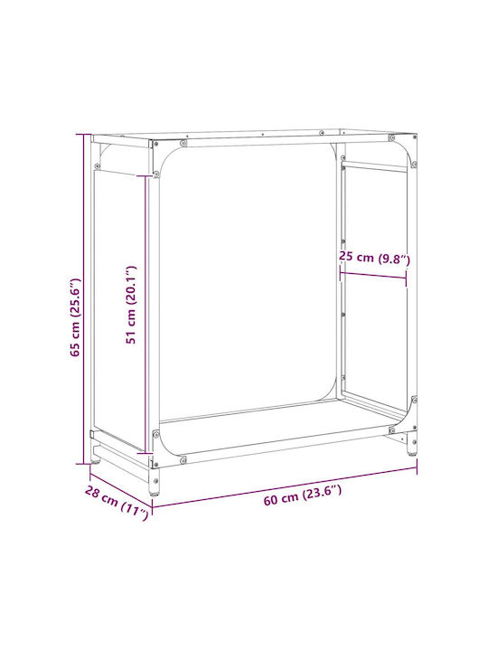 vidaXL Ξύλινο Ράφι Αποθήκευσης Ξύλων 60x28x65cm Γκρι
