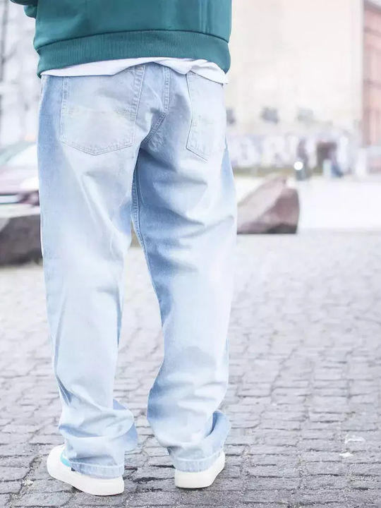 Ανδρικό Παντελόνι Τζιν με Relaxed Baggy Εφαρμογή White Wash, Light Blue