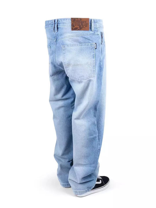 Ανδρικό Παντελόνι Τζιν με Relaxed Baggy Εφαρμογή White Wash, Light Blue