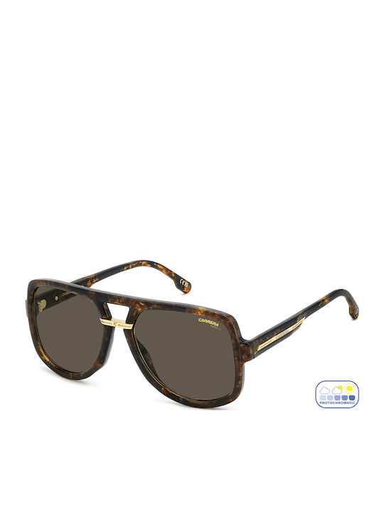 Carrera Men's Sunglasses with Brown Tartaruga Horn-Rimmed Frame and Grey Lens