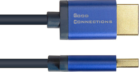 Good Connections HDMI 2.1 Ultra High Speed 48Gbps 4K 120Hz HDR VRR Cable HDMI male - HDMI male 1m Μπλε